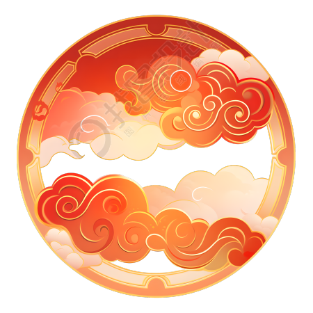 红色祥云插画