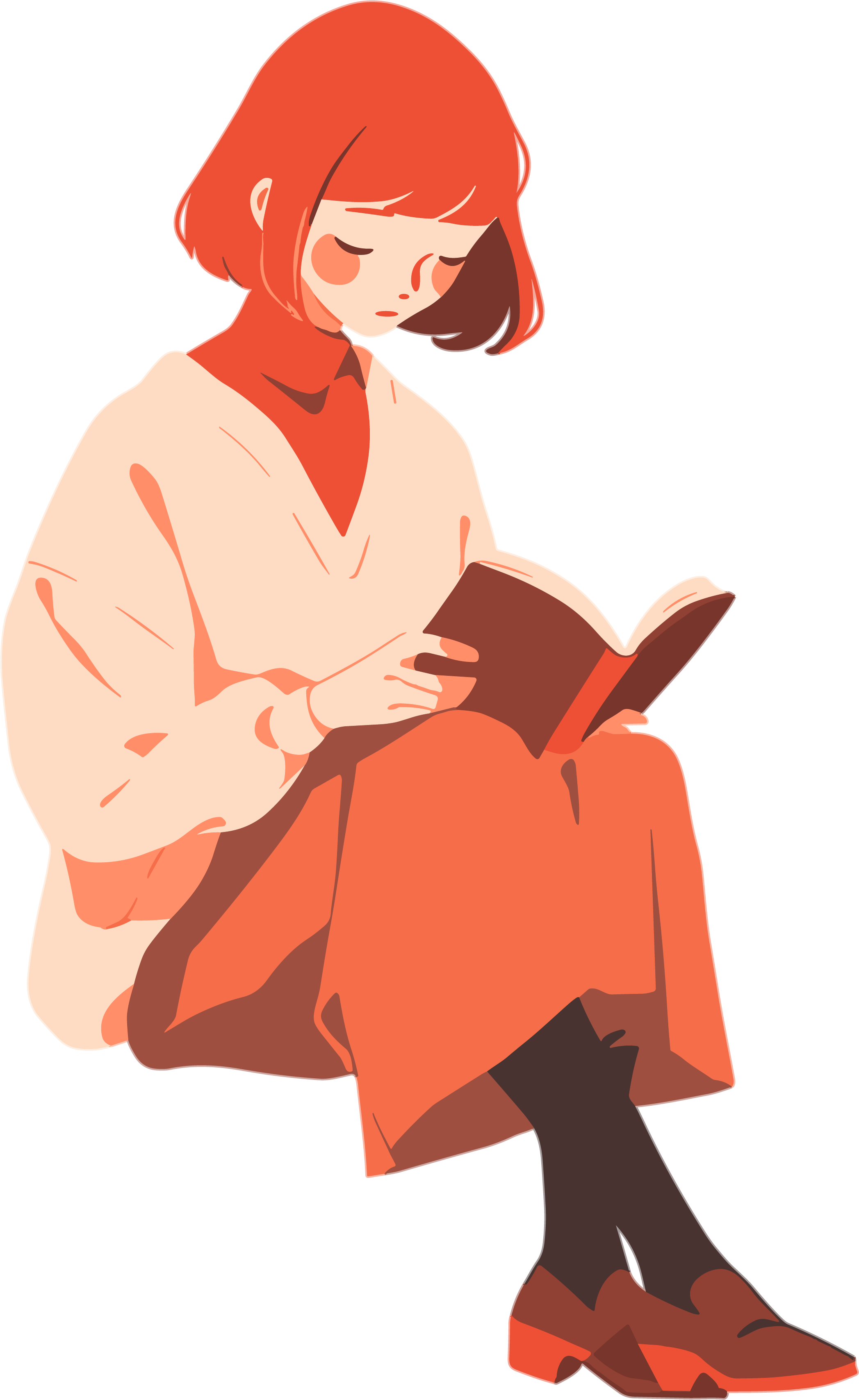读书女孩简洁扁平元素