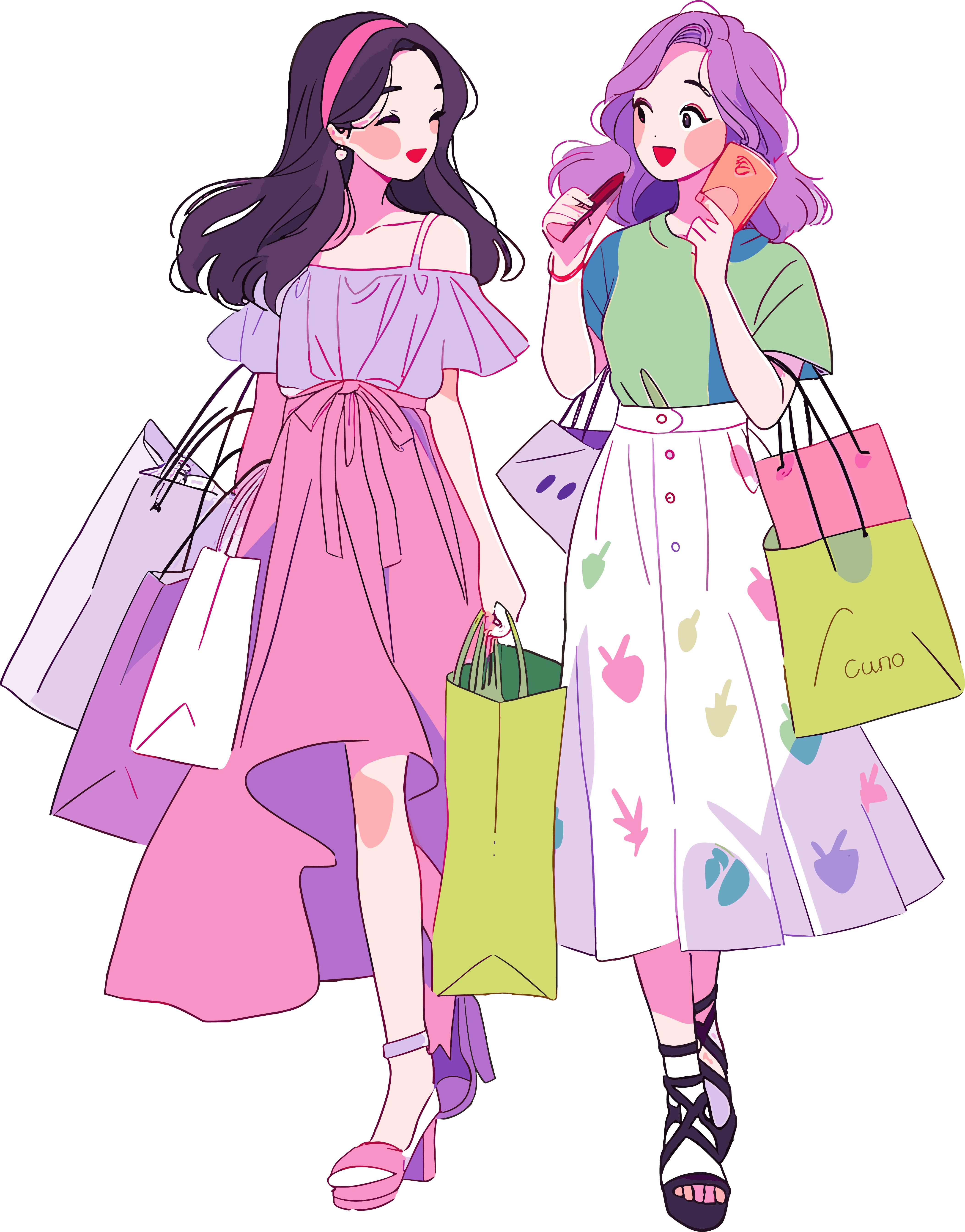 时尚女孩购物创意设计素材