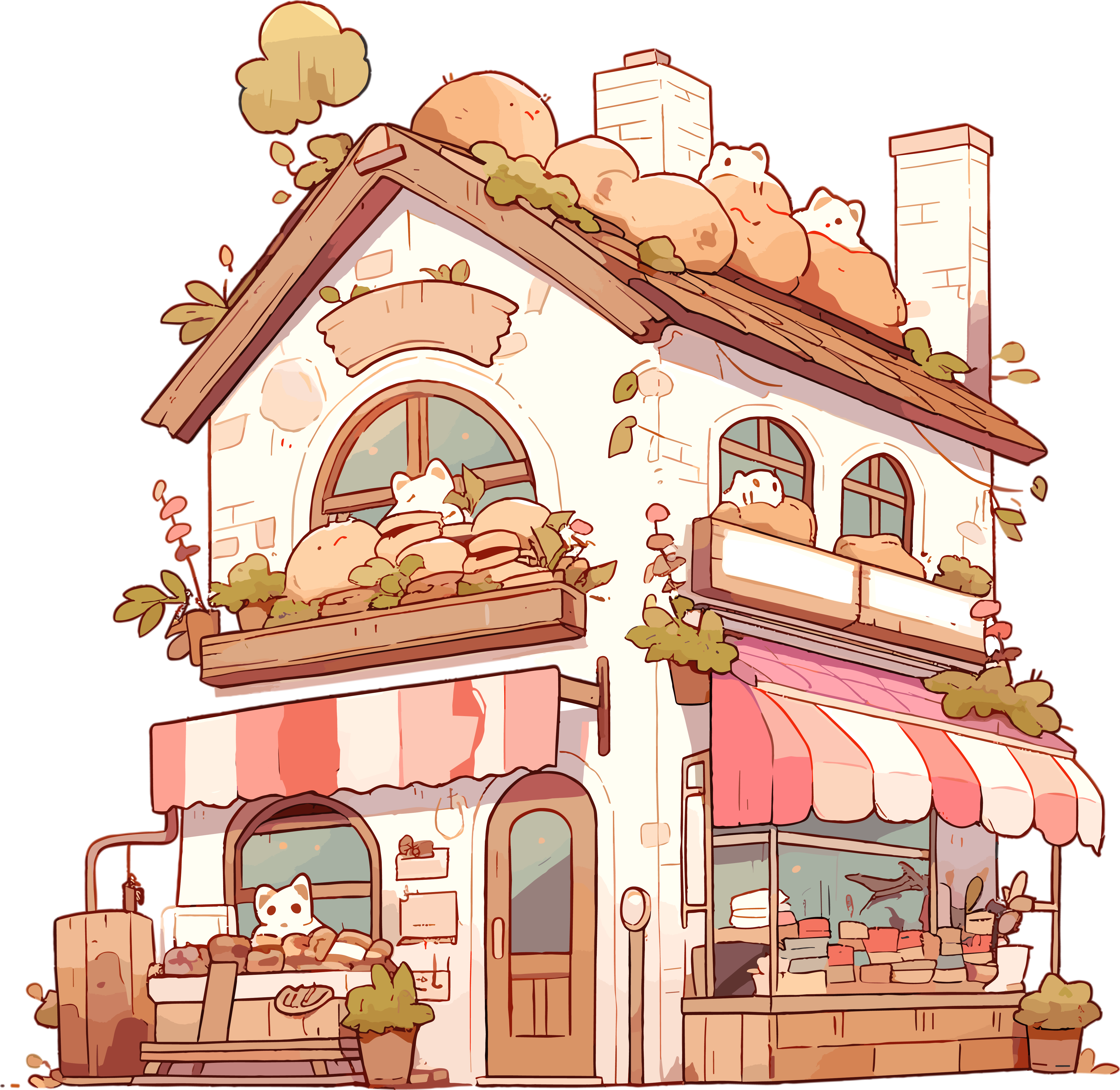 面包店可爱的图形插画