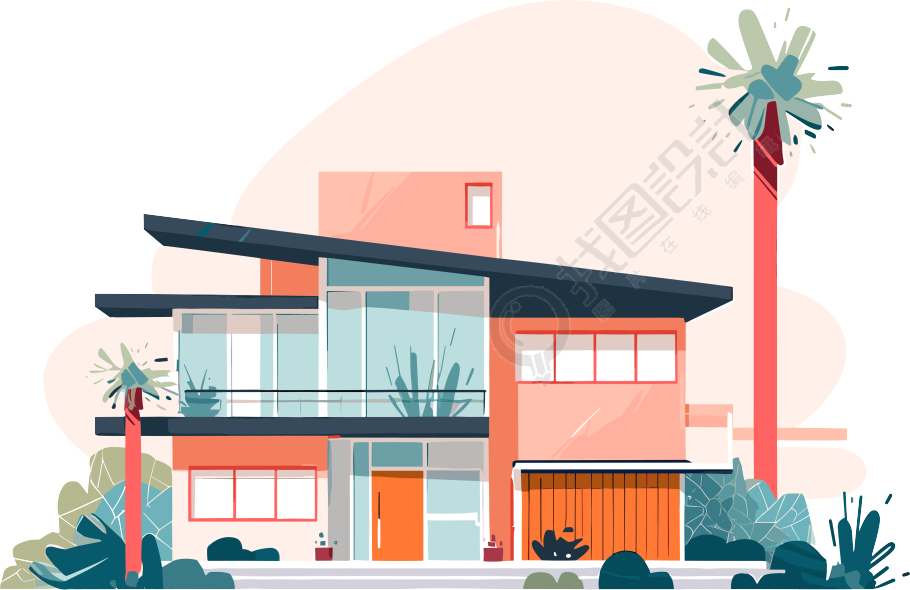 彩色房屋商用插画