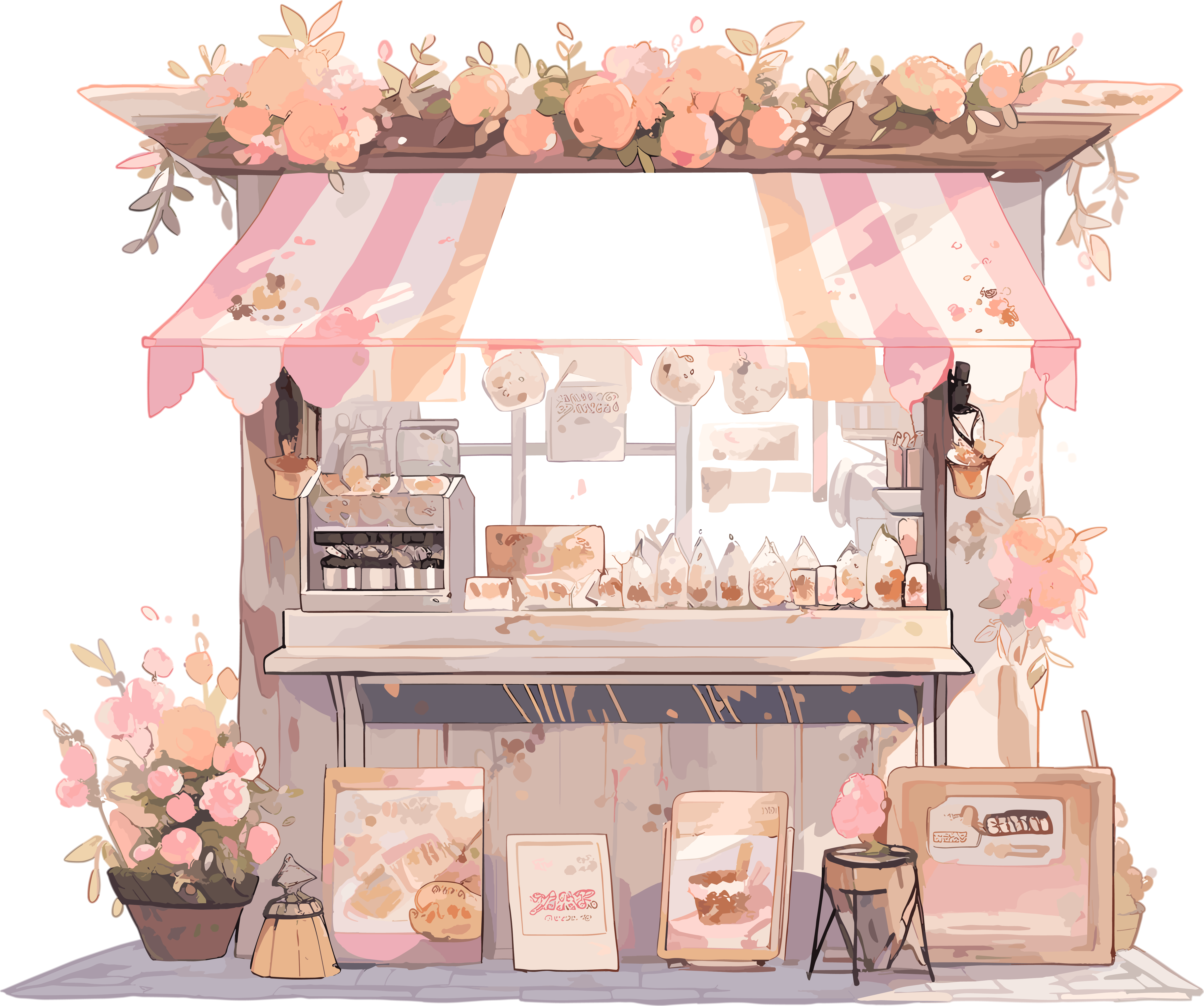 咖啡屋手绘插画