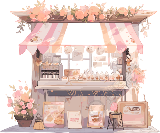 咖啡屋手绘插画