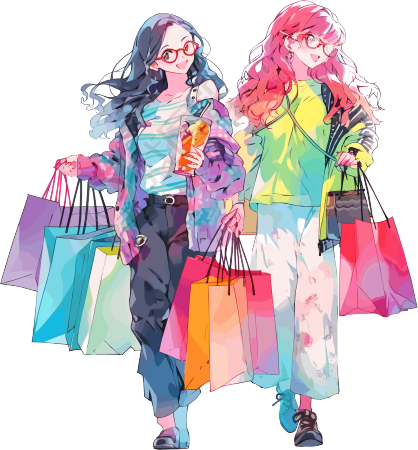 时尚女孩购物PNG素材