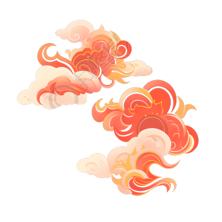 红色祥云视觉创意插画