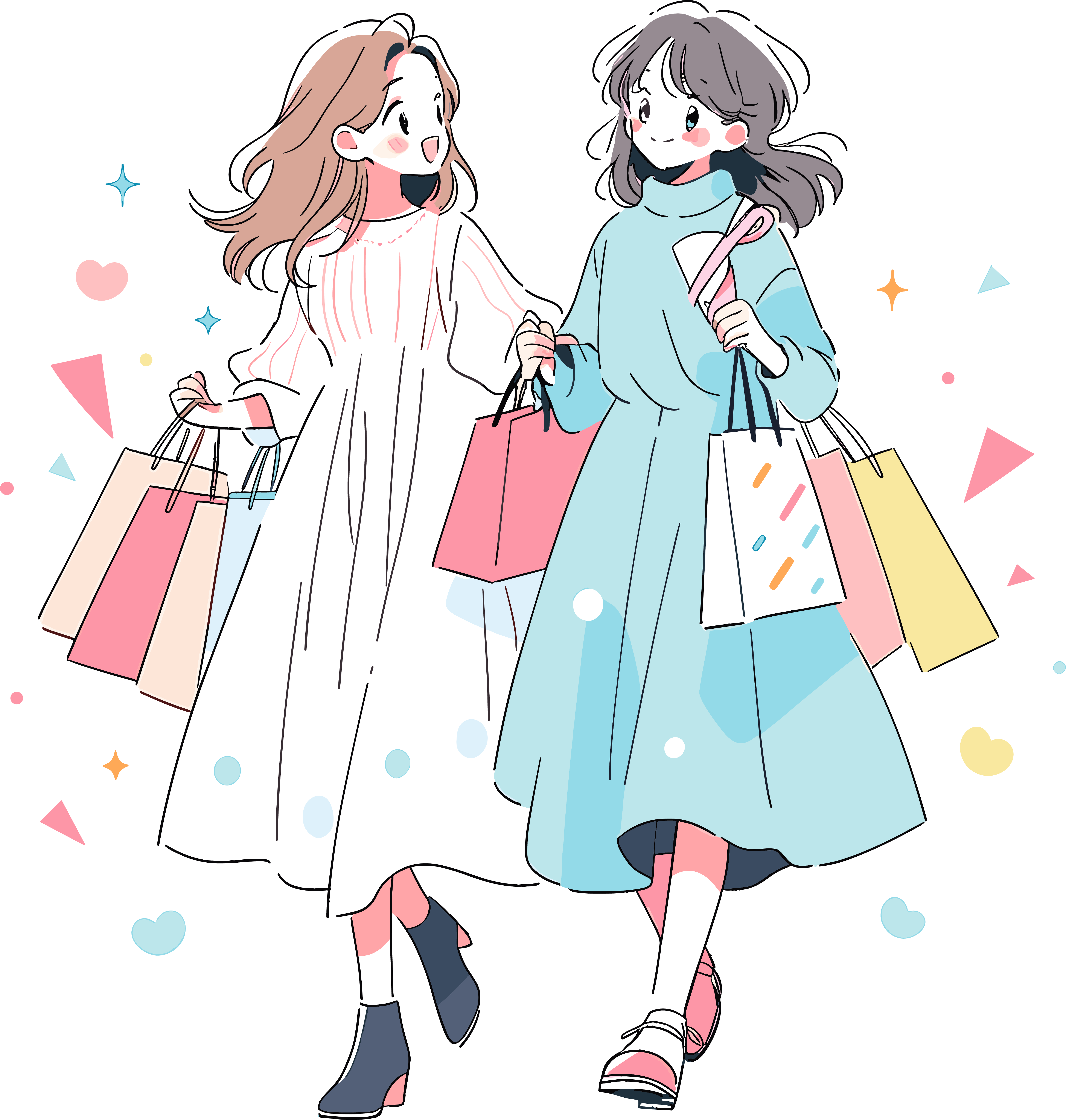 时尚女孩购物可商用素材