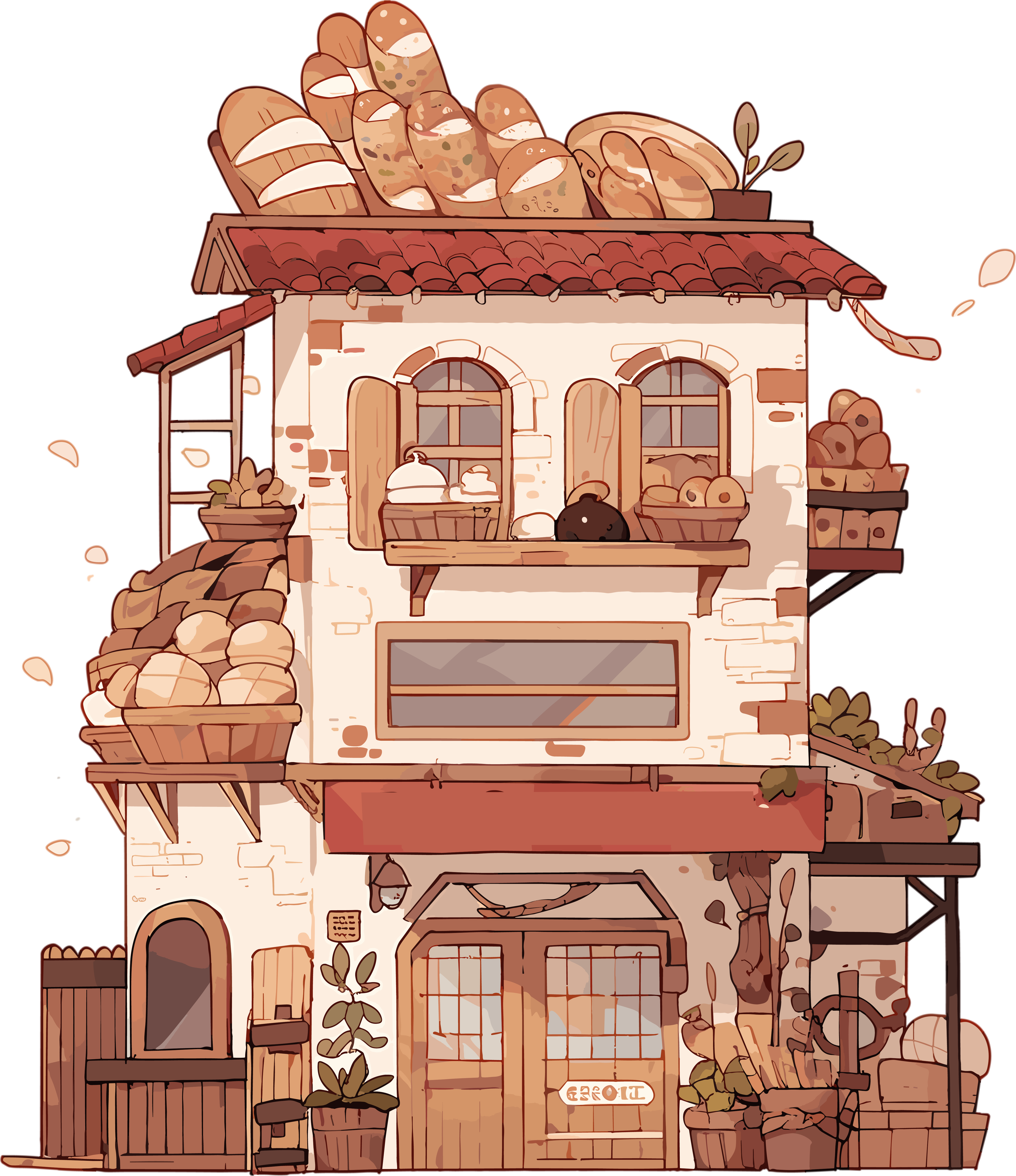 面包店可爱图形插画