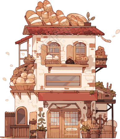 面包店可爱图形插画