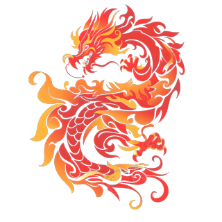 红色中国龙渐变元素