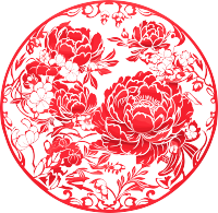 窗花剪纸牡丹花扁平设计素材