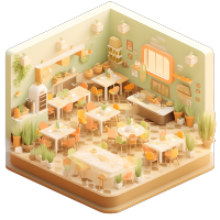 3D餐厅室内微景观素材