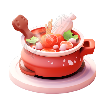 3D火锅图标透明背景插画
