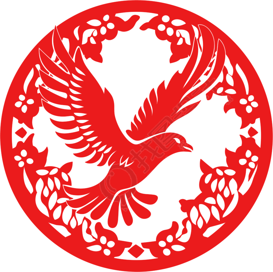 窗花剪纸老鹰透明背景素材