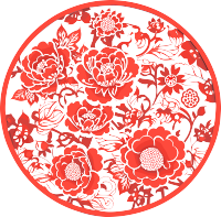 窗花剪纸红色牡丹素材