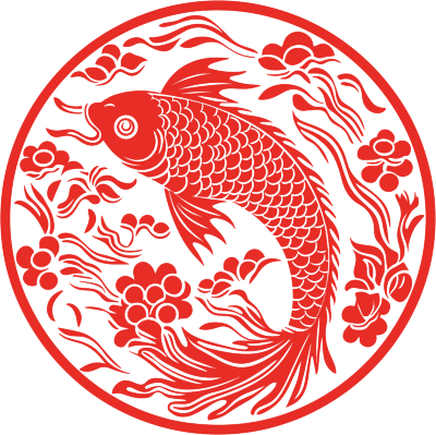 窗花剪纸唯美红色锦鲤素材