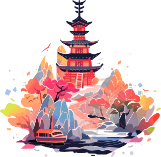 旅游风景极简设计插画