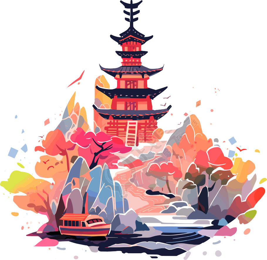 旅游风景极简设计插画