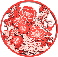 窗花剪纸牡丹花艺术素材PNG