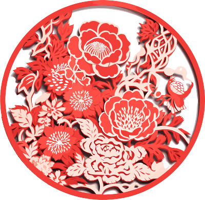 窗花剪纸牡丹花艺术素材PNG