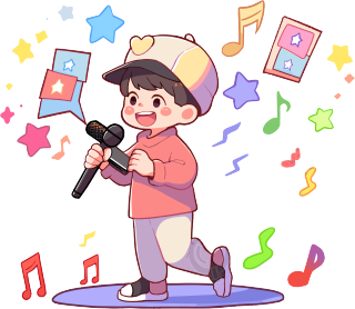 儿童唱歌简约插画设计元素