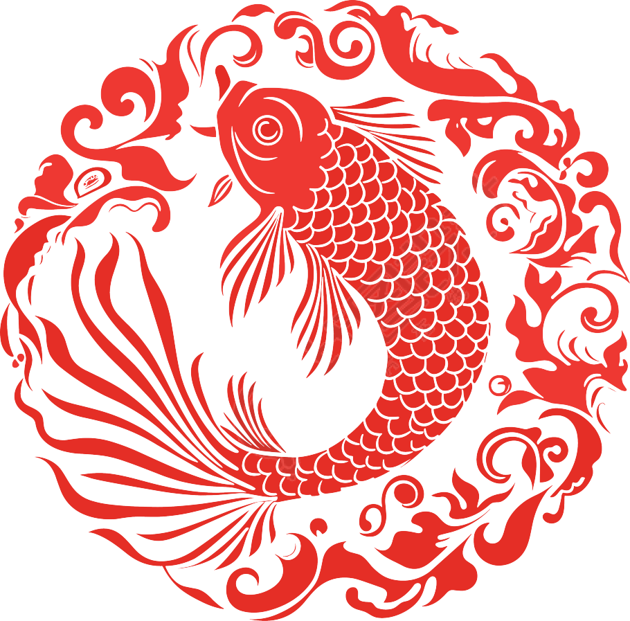 窗花剪纸红色锦鲤插图