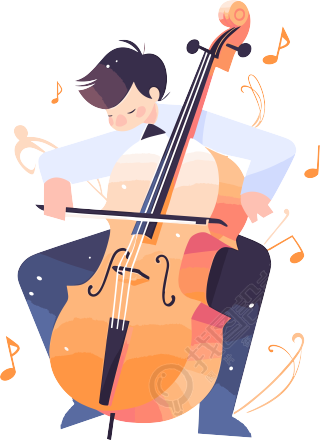 大提琴演奏插画设计素材