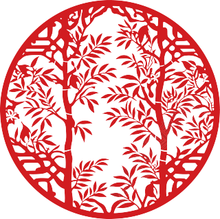 窗花剪纸竹子扁平插图
