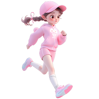 3D运动女孩简约插图