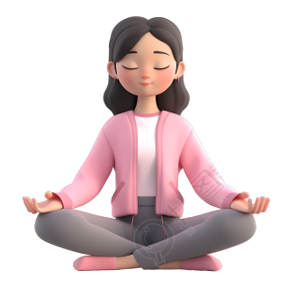 练瑜伽的女孩3D渲染插图