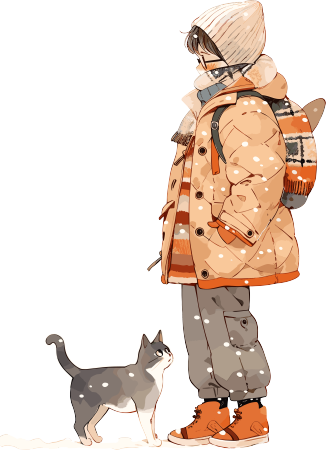 男孩与猫商业设计元素