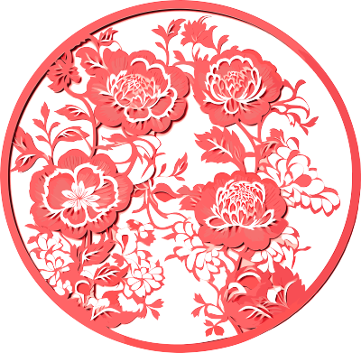 窗花剪纸牡丹花高清图形素材