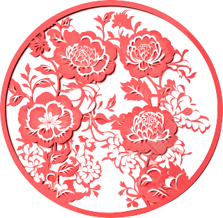 窗花剪纸牡丹花高清图形素材