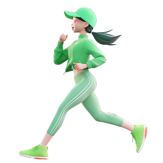 3D运动女孩卡通插画创意元素