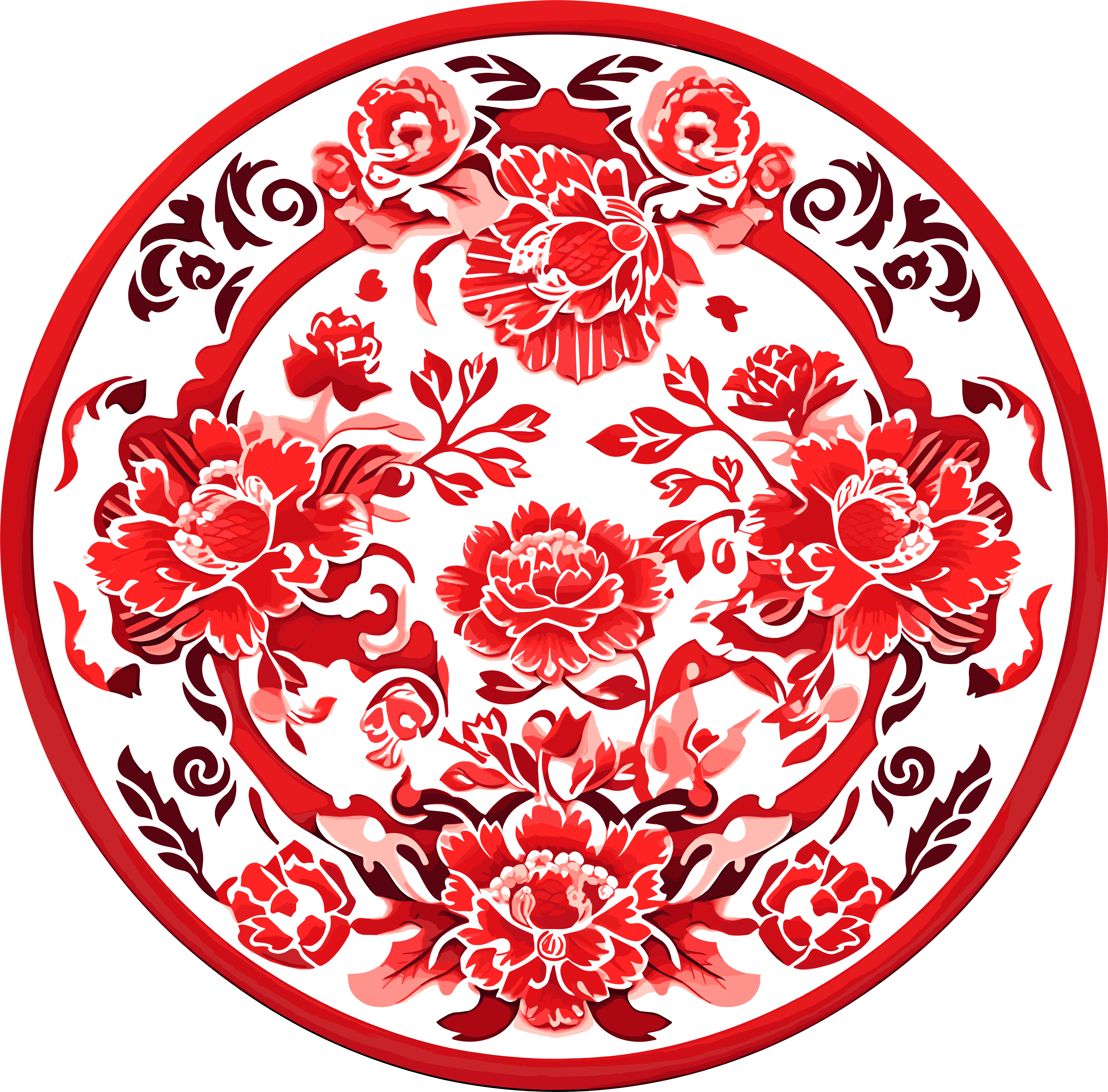 窗花剪纸牡丹花素材