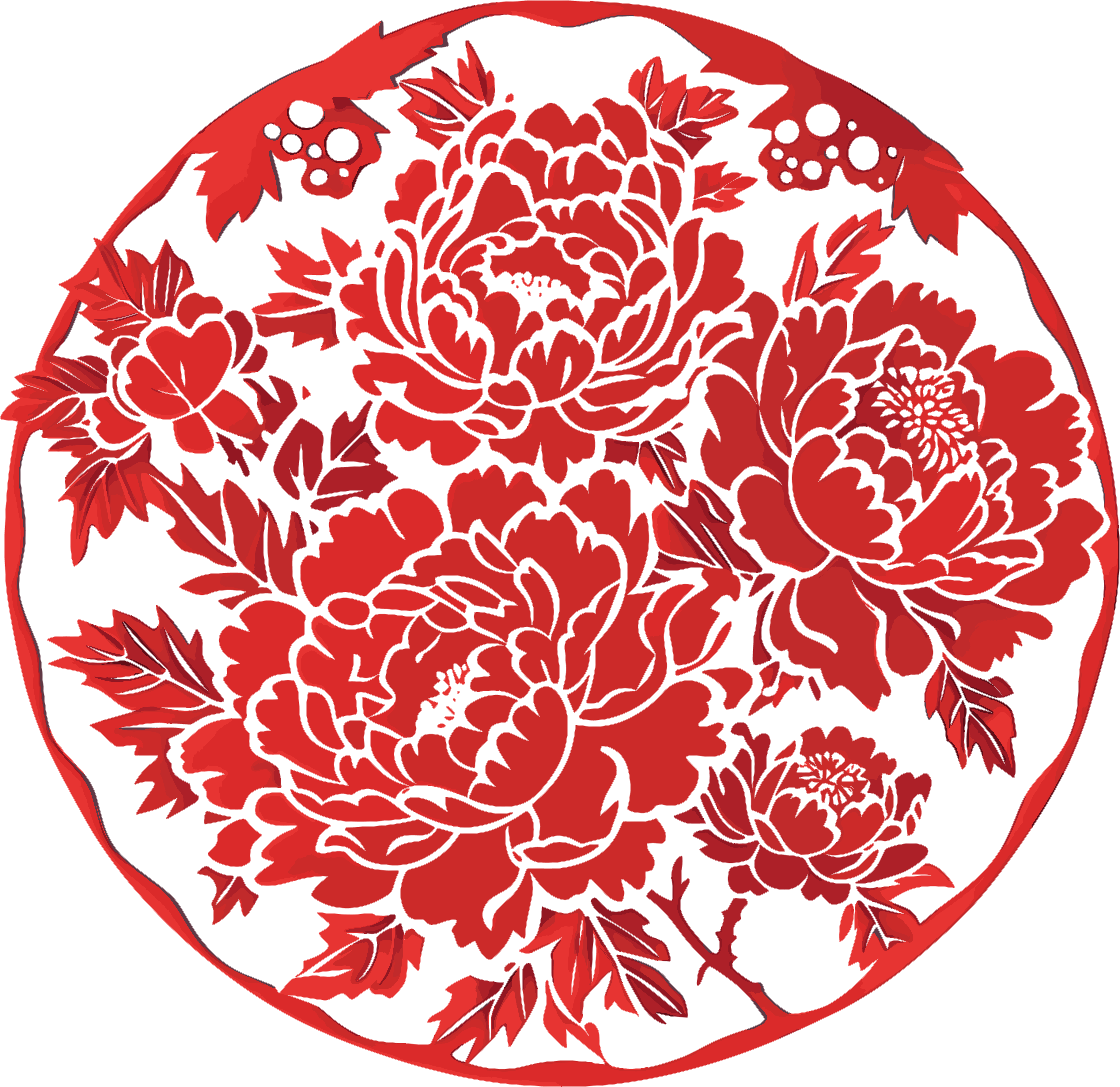 窗花剪纸牡丹花传统艺术素材