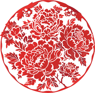 窗花剪纸牡丹花传统艺术素材