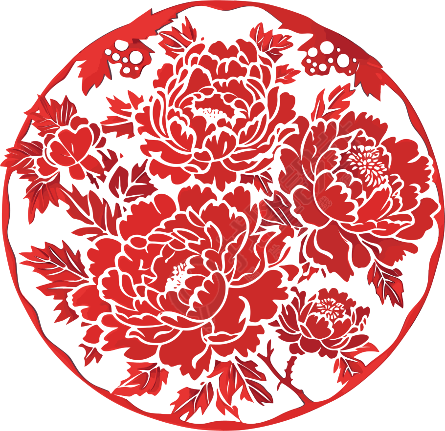 窗花剪纸牡丹花传统艺术素材