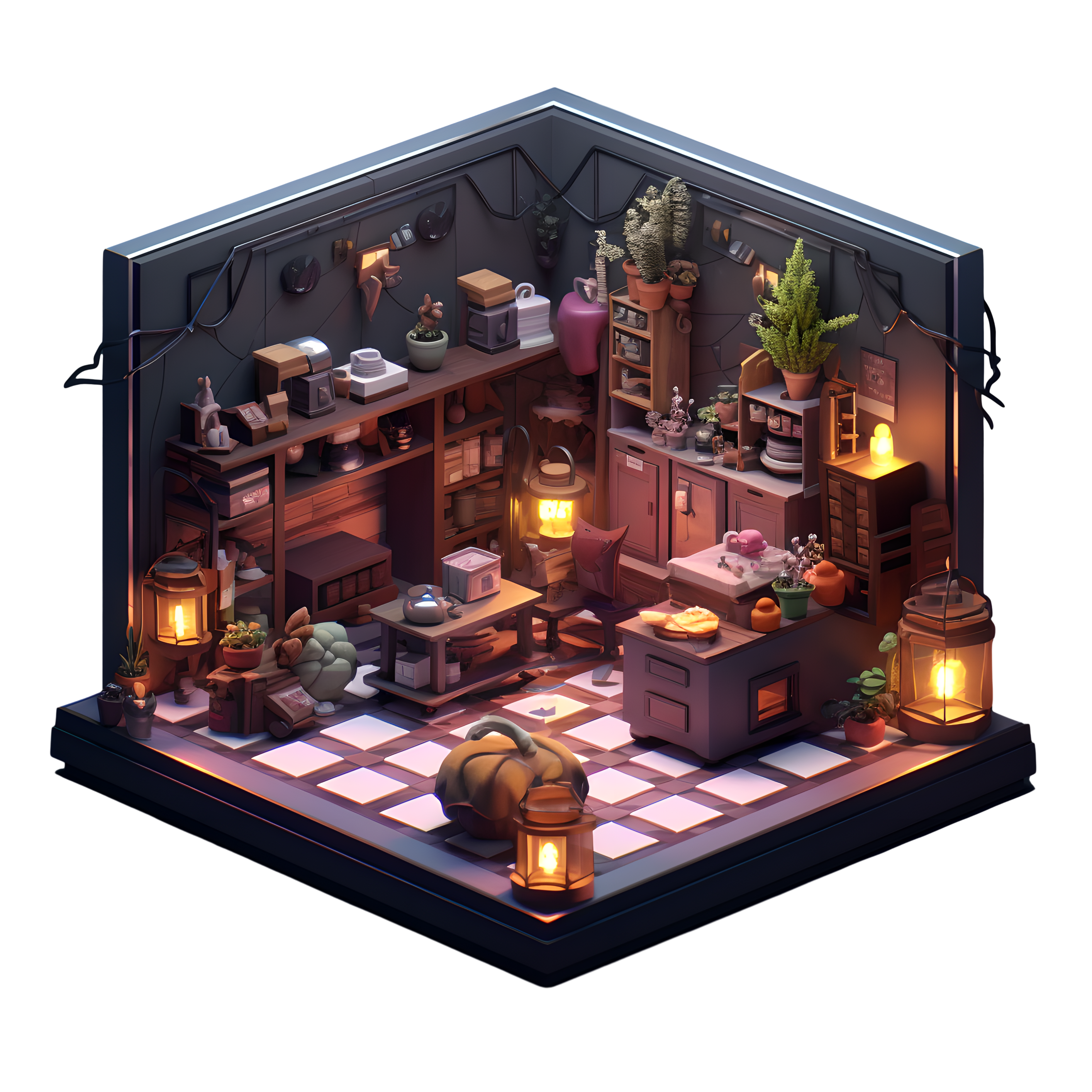 3D房屋内景透明背景插图