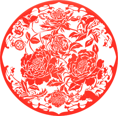 窗花剪纸牡丹花PNG插图