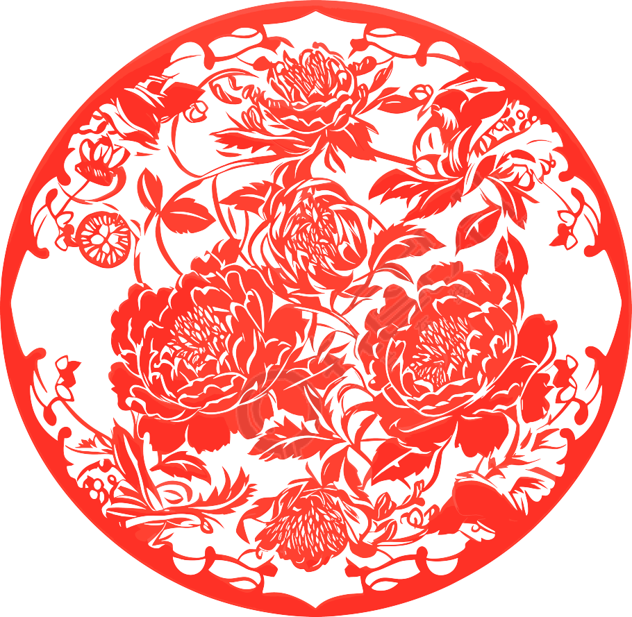 窗花剪纸牡丹花PNG插图