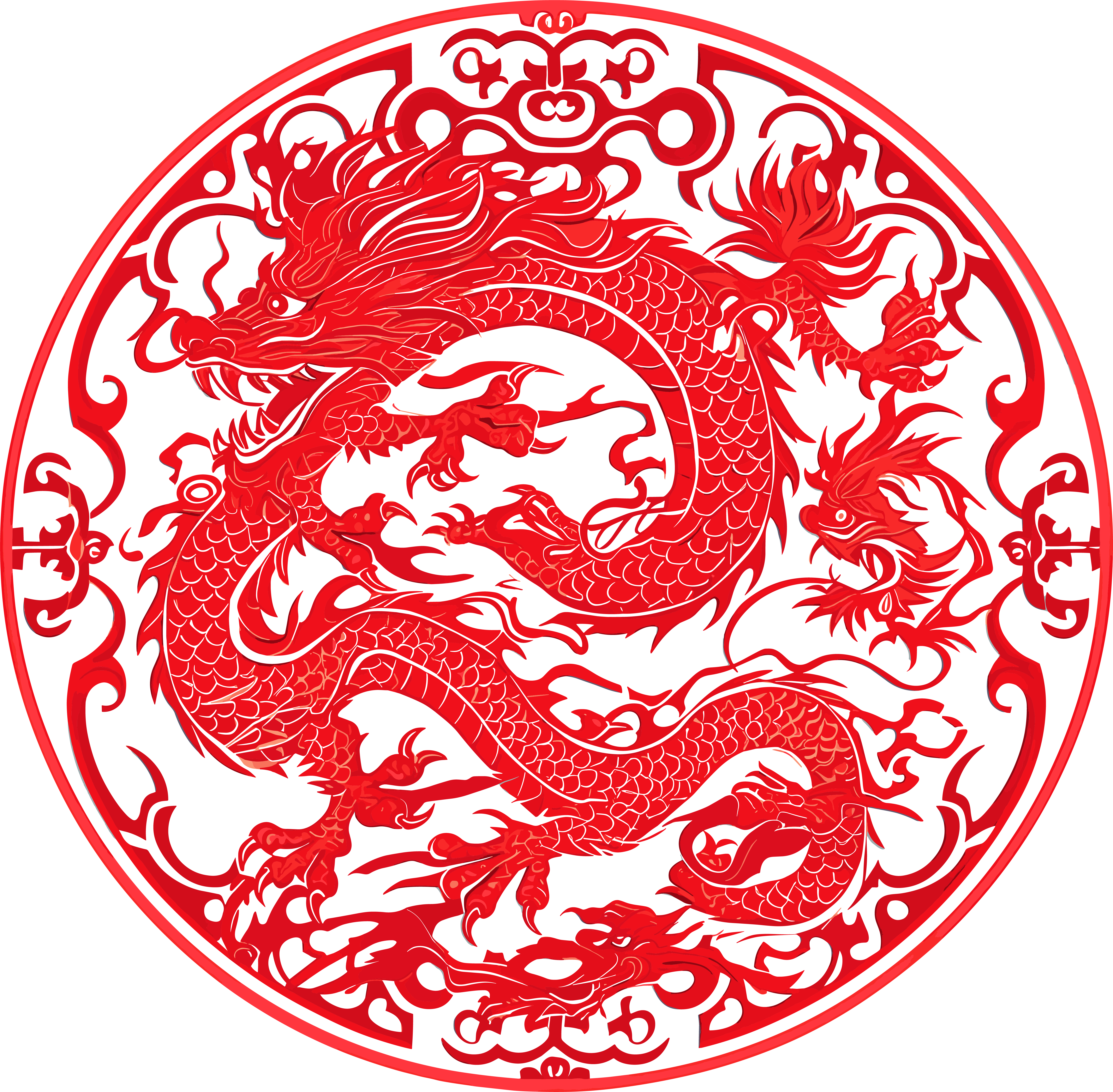 窗花剪纸中国龙插图