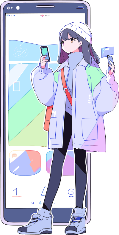 手机购物女孩简约风格素材