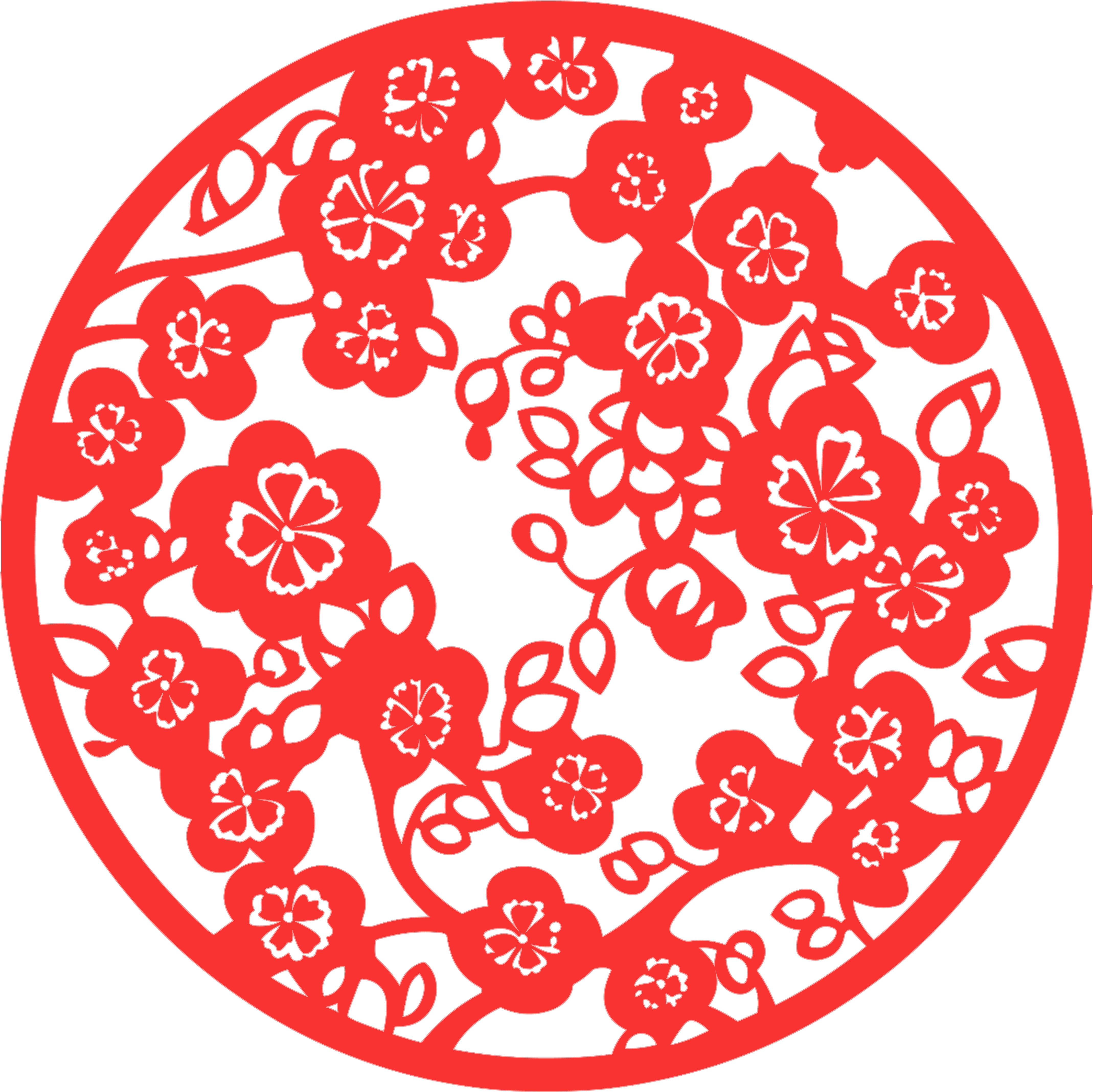 窗花剪纸扁平风梅花素材