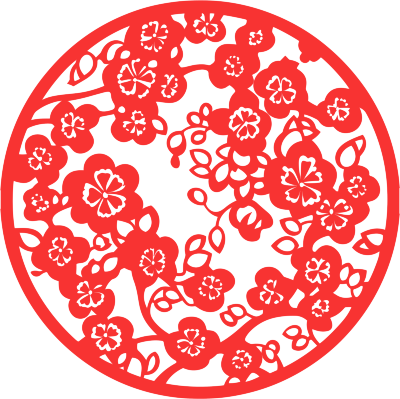 窗花剪纸扁平风梅花素材