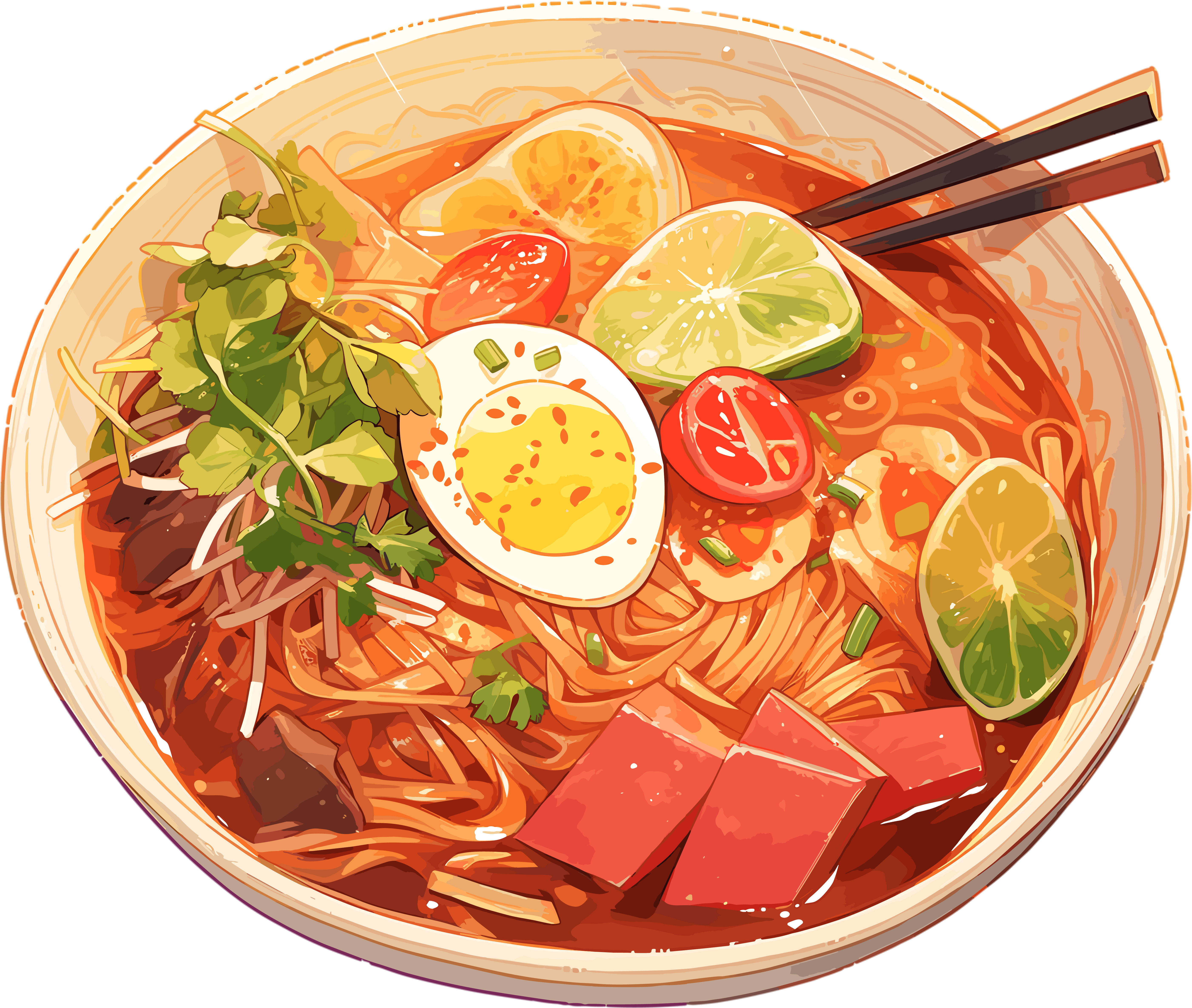 泰式汤面彩色作品素材