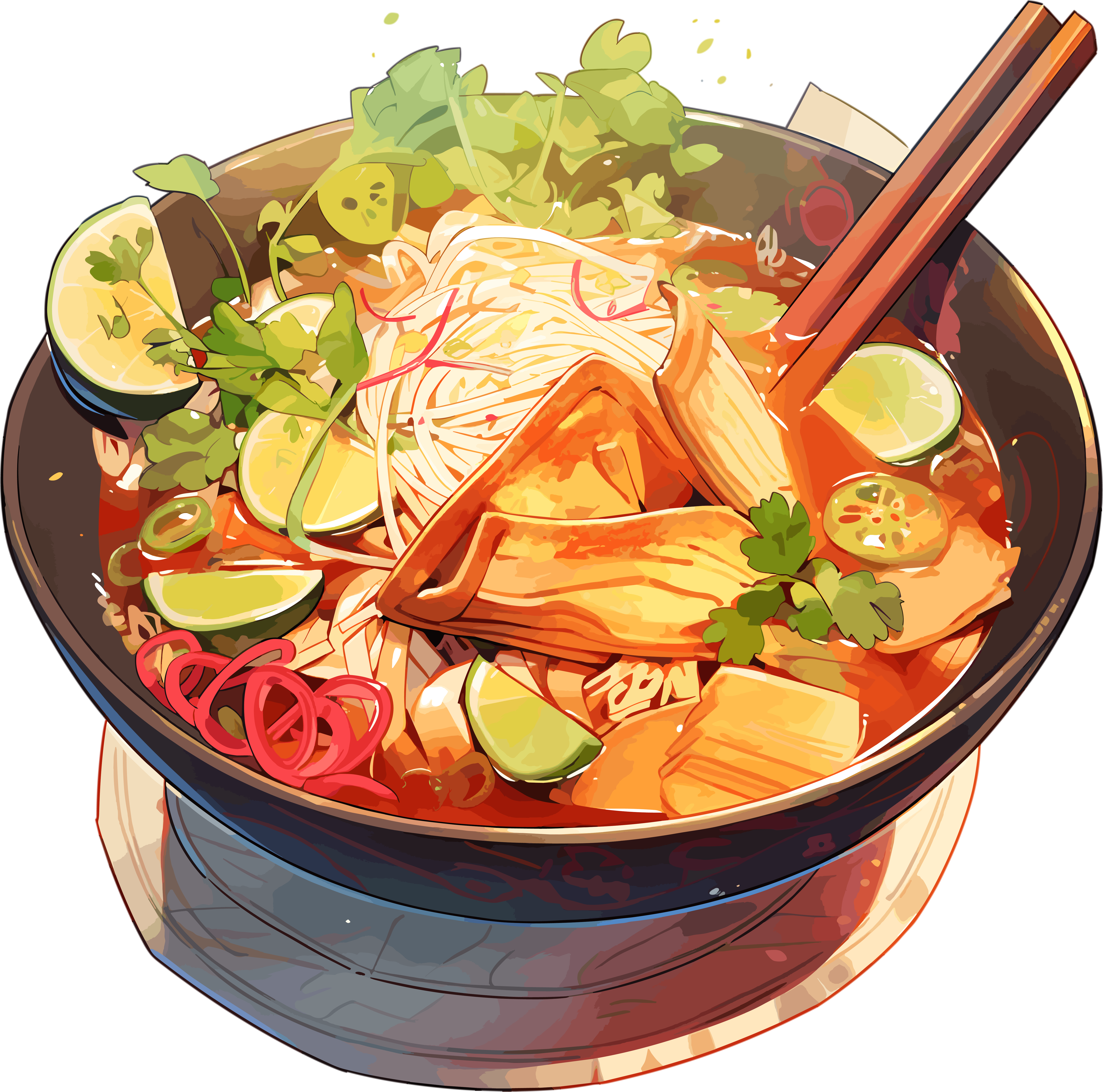 泰式汤面插画素材