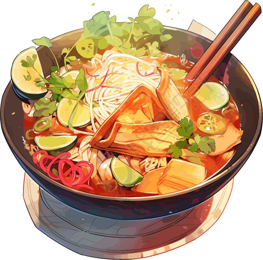 泰式汤面插画素材