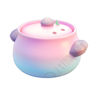3D火锅粉蓝渐变图标素材