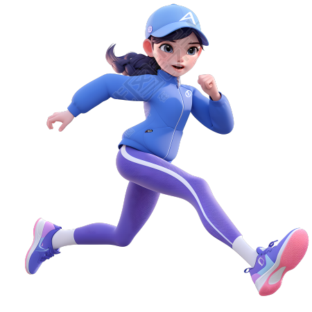 3D运动女孩创意设计插画