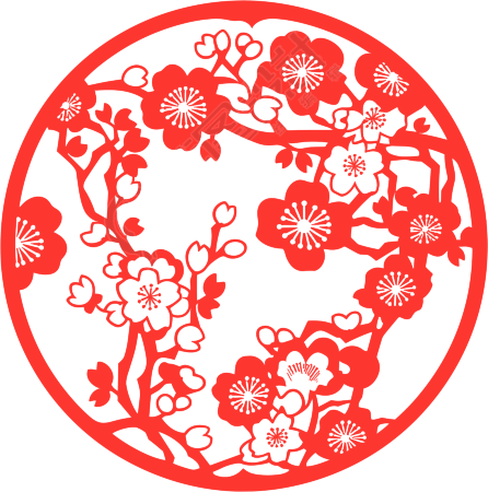 窗花剪纸梅花可商用素材